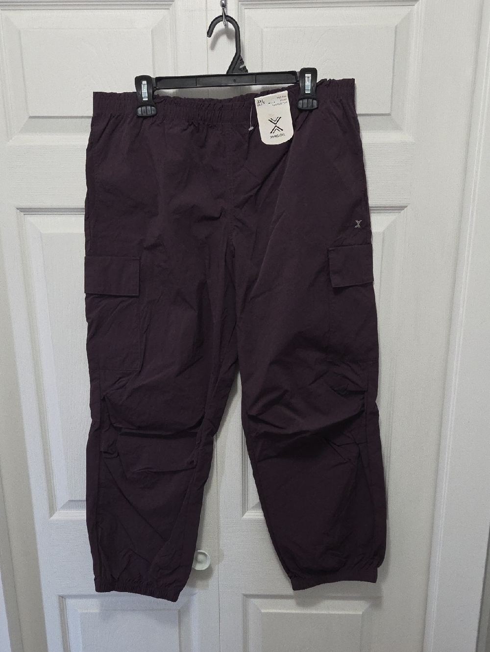 NWT 3XL (Fits Small) Xersion Dark Plum High Rise Parachute Pants